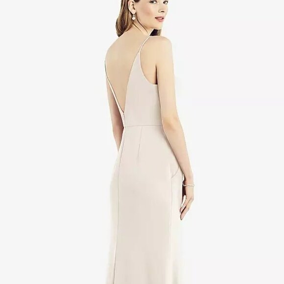 After Six 6824...V-Back Spaghetti Strap Maxi Dress with Pockets....Oat...Size 6 - Picture 3 of 6